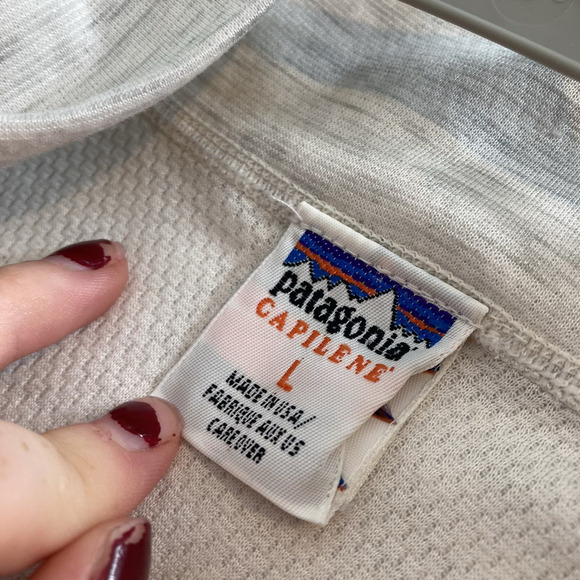 Vintage Patagonia Capilene Men's Gray Quarter Zip Pullover Size L Layered Base - Picture 5 of 11